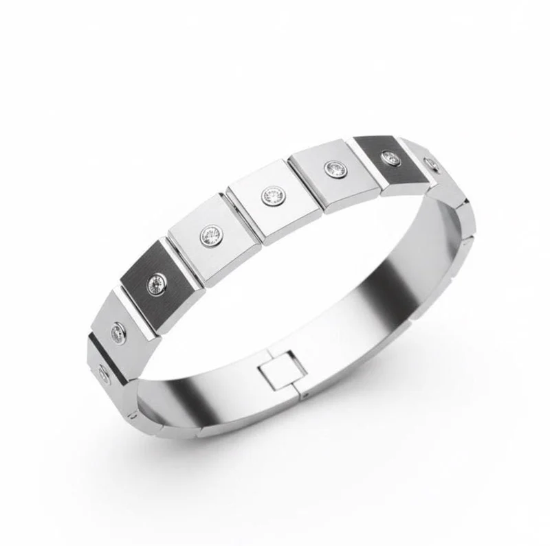 Men’s Sterling Silver Moissanite Link Bracelet