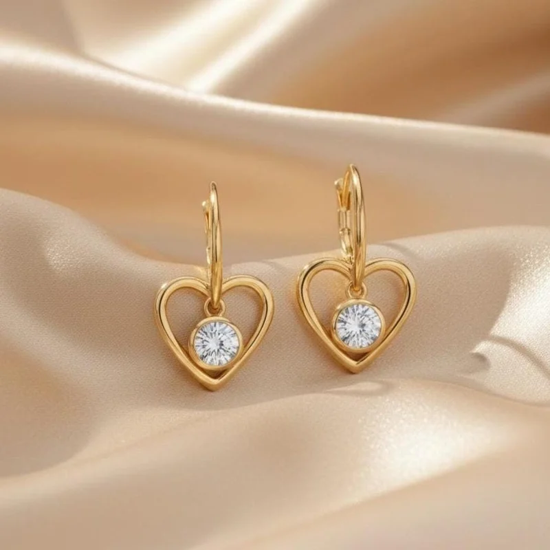 Moissanite Heart Shape Earrings