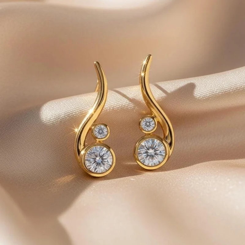Moissanite Wave Drop Earrings