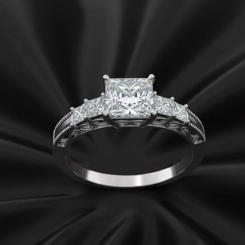 Three Stone Moissanite Ring
