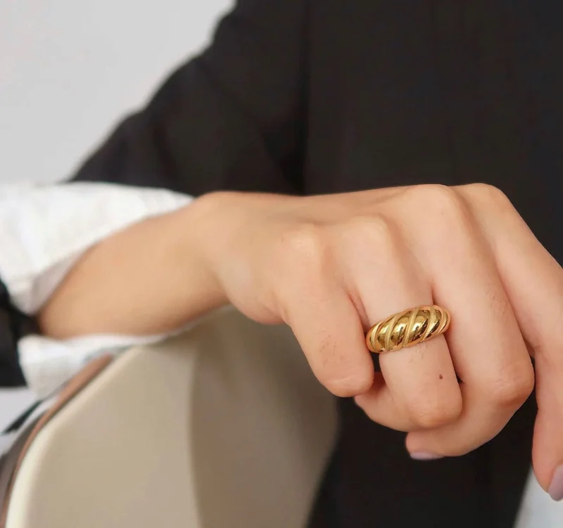 14k Solid Gold Bold Dome Ring