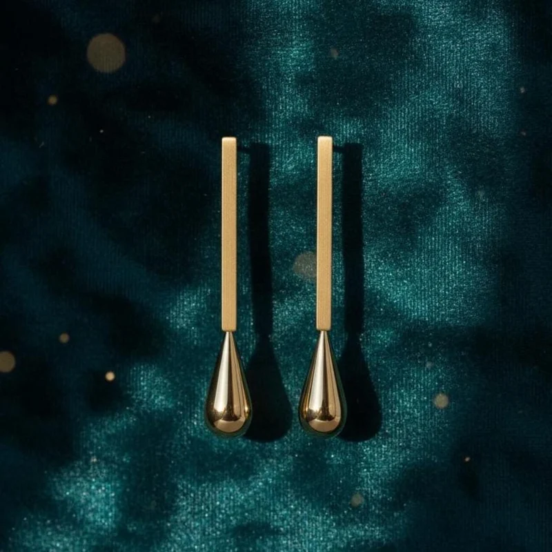Gold Plated Teardrop Dangle Earrings