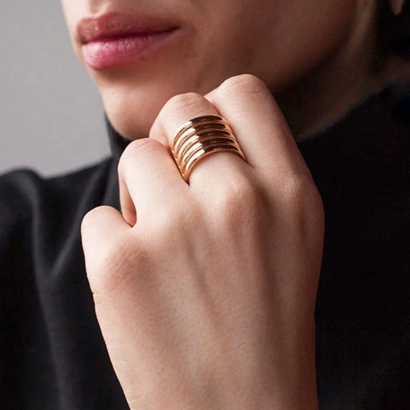 18K Solid Gold Thick Ring