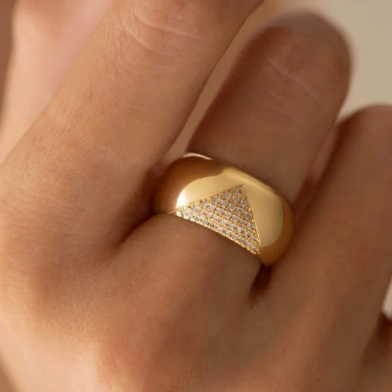 14k Solid Gold Bold Dome Ring