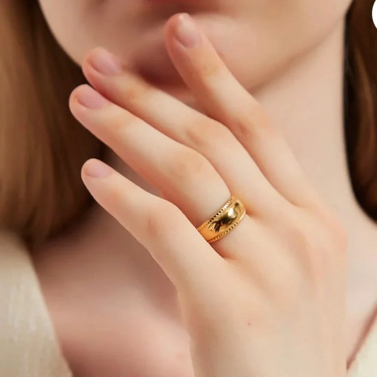 14k Solid Gold Bold Dome Ring