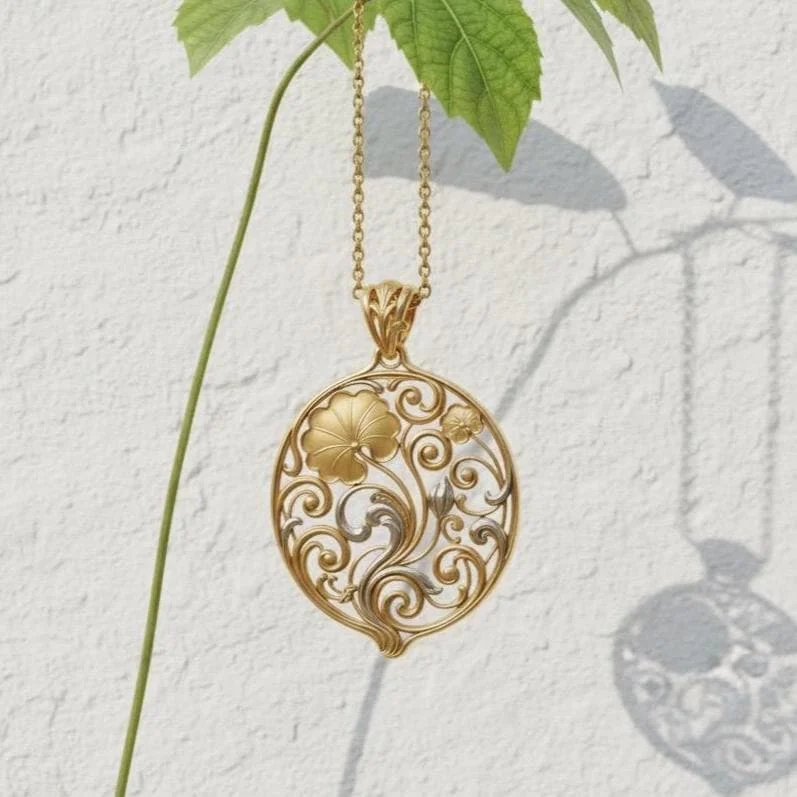 Gold Plated Floral Pendant Necklace