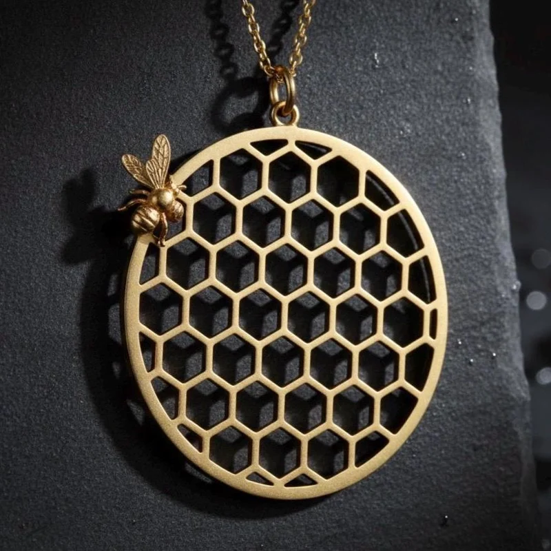 Gold Plated Sterling Silver Honeycomb Necklace