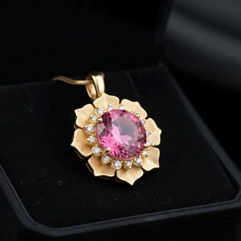 Natural Pink Tourmaline Pendant