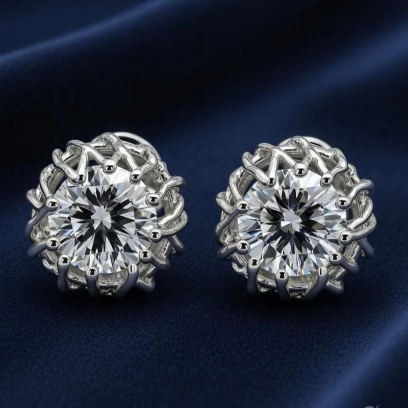 Sterling Silver Moissanite Stud Earrings