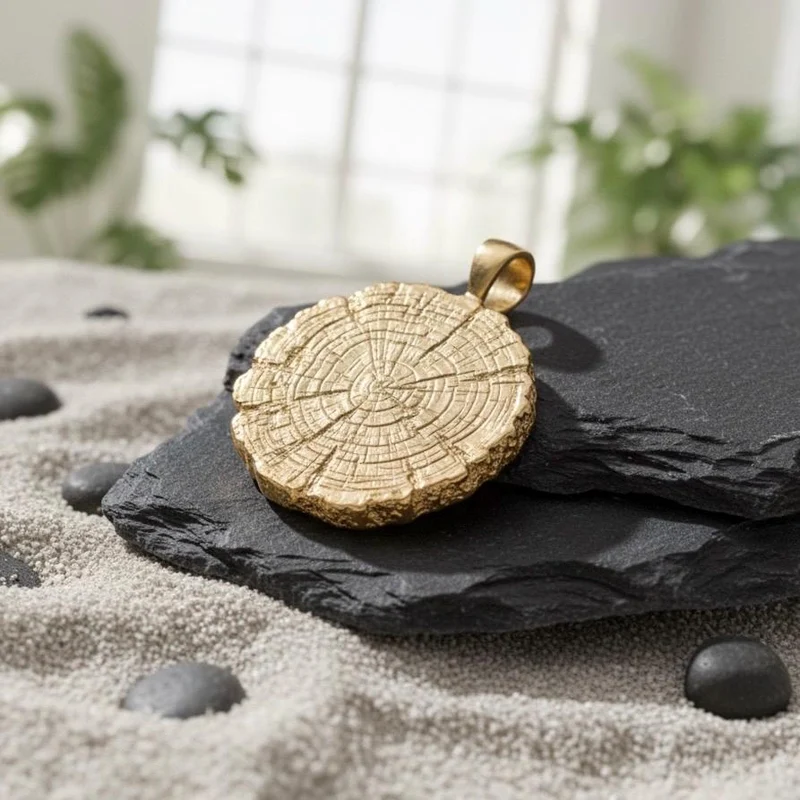 Petrified Wood Gold Pendant