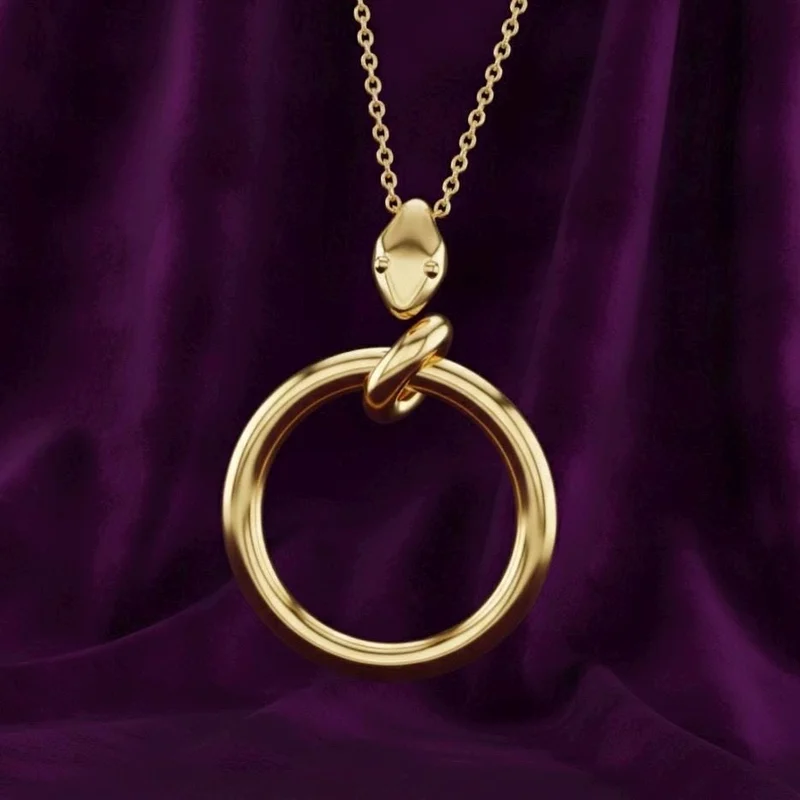 Solid Gold Ouroboros Snake Pendant