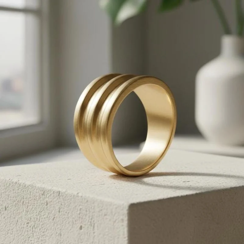 Modern Solid Gold Men's Ring