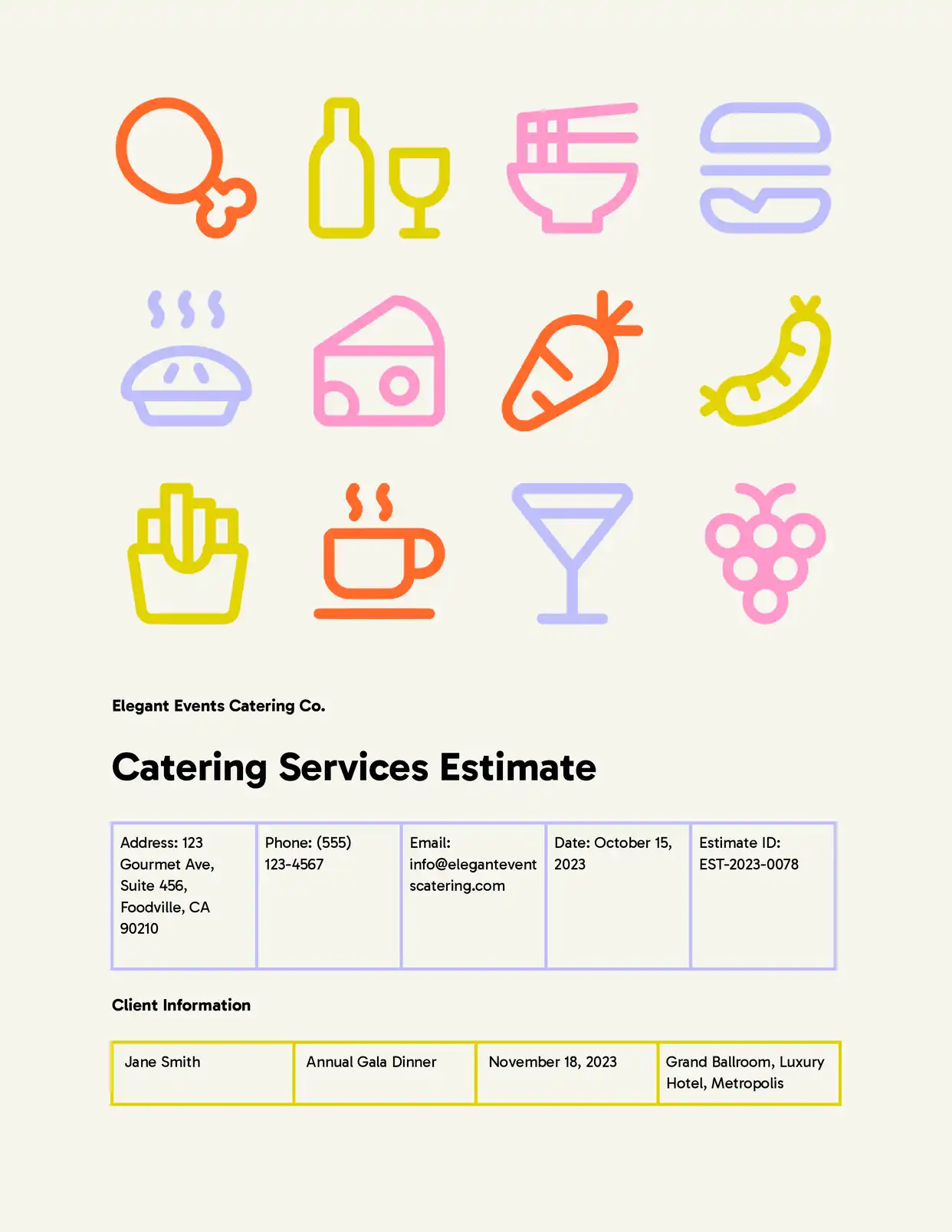 Catering Services Estimate