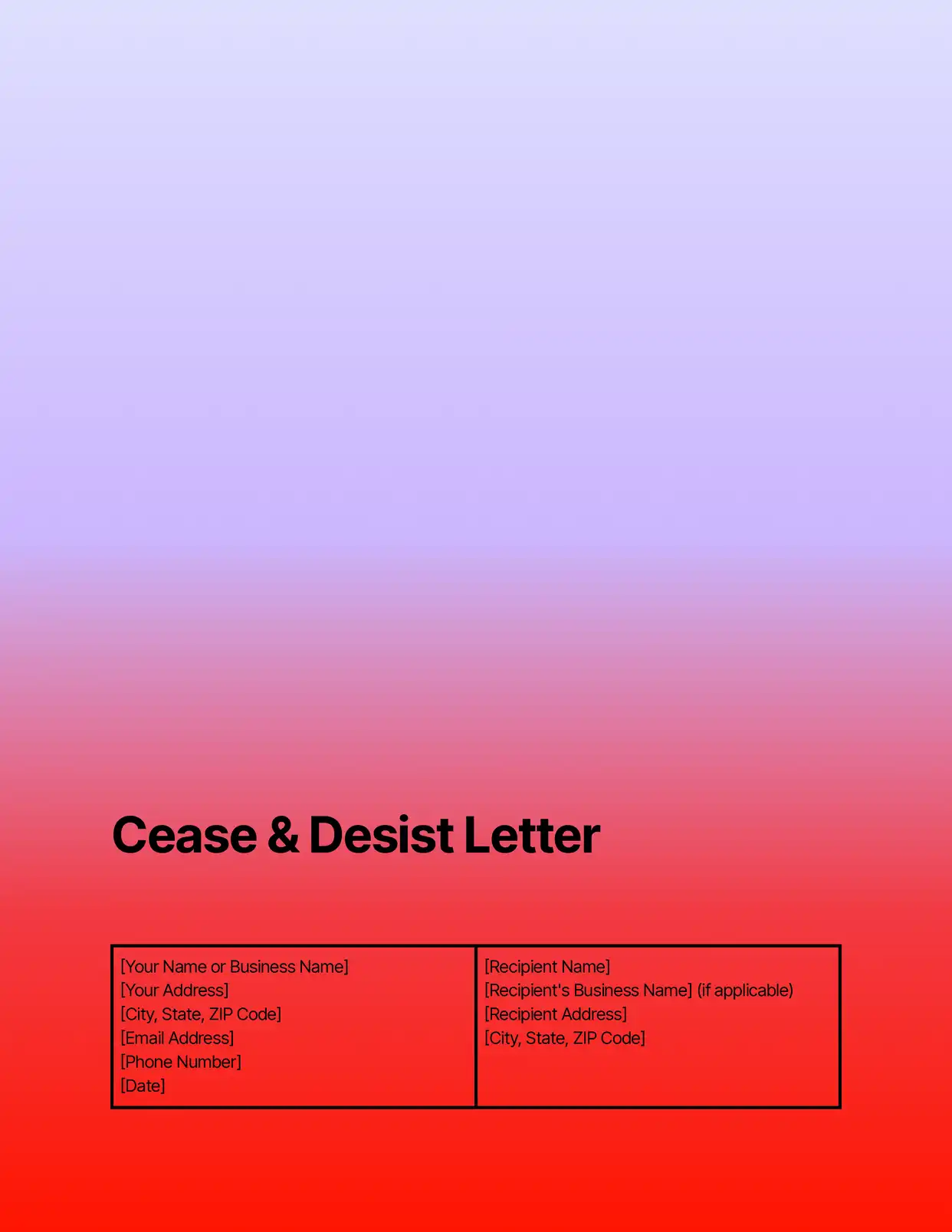 Cease & Desist Letter - Placeholders