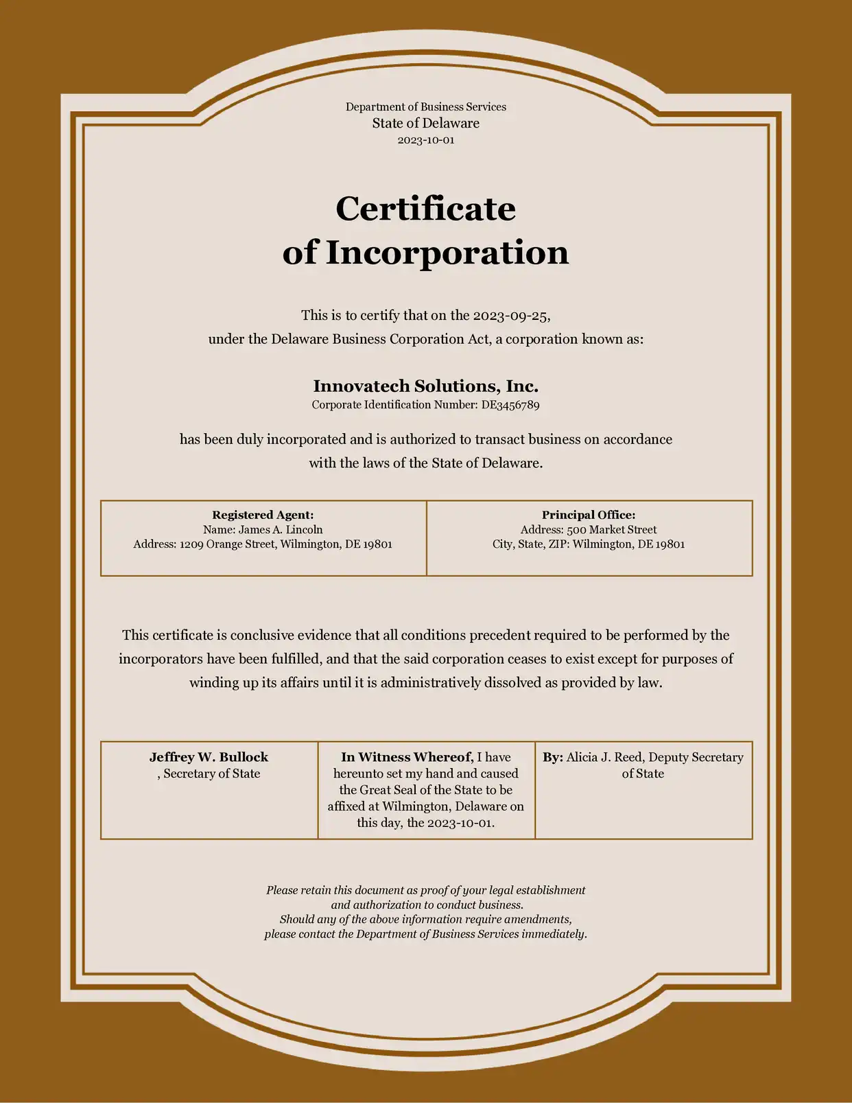 Certificate of Incorporation