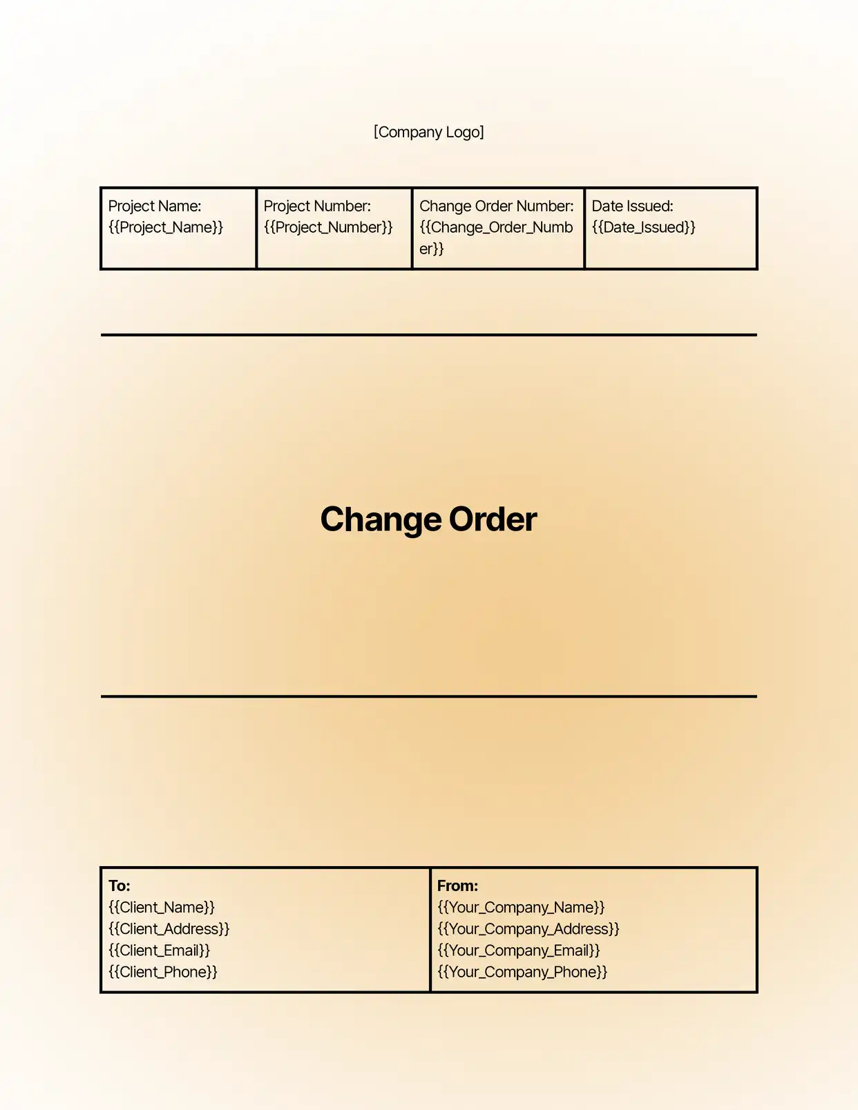 Change Order - Placeholders