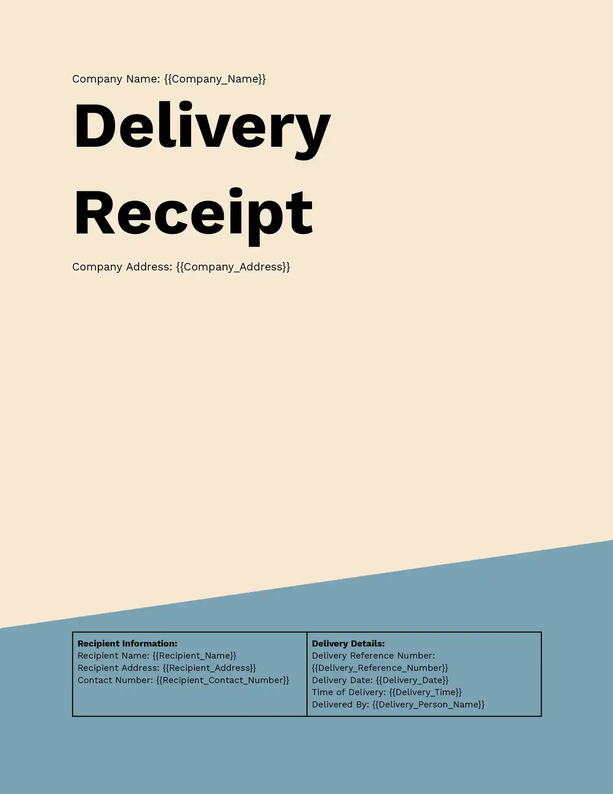 Delivery Receipt - Placeholders