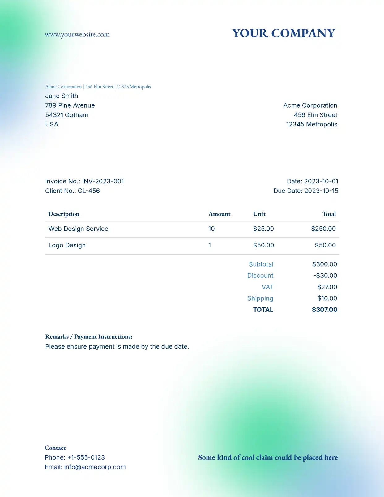 Modern Blur Invoice Template