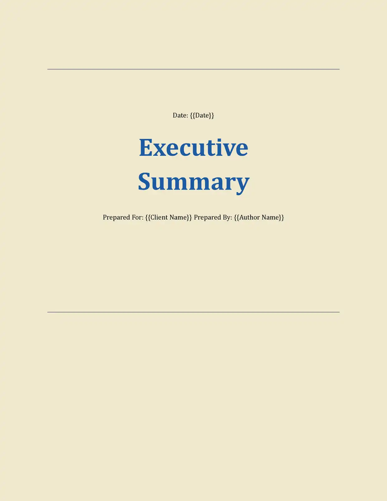 Executive Summary - Placeholders