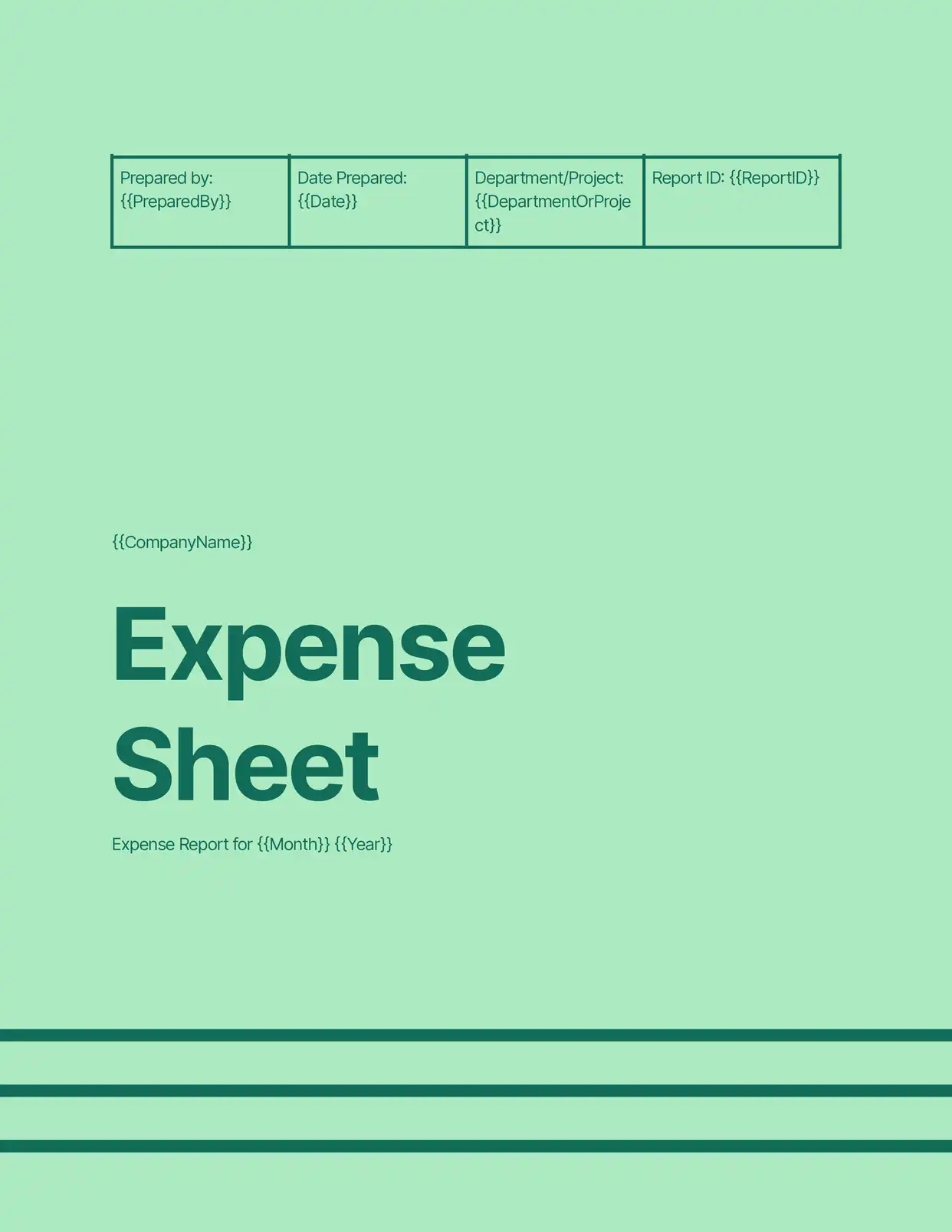 Expense Sheet - Placeholders