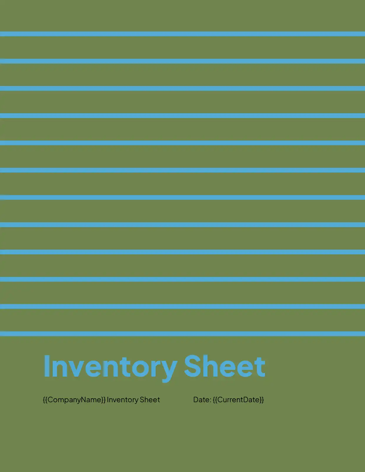 Inventory Sheet - Placeholders