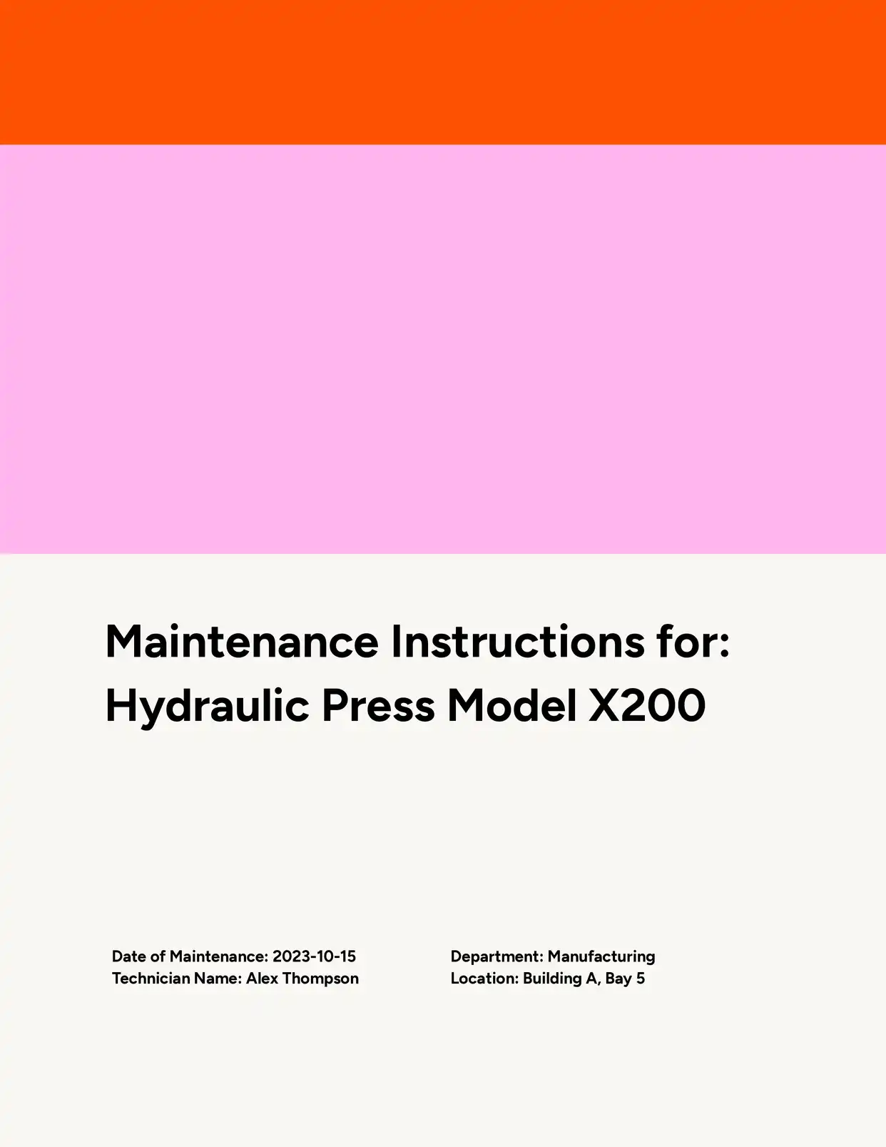 Maintenance Instructions