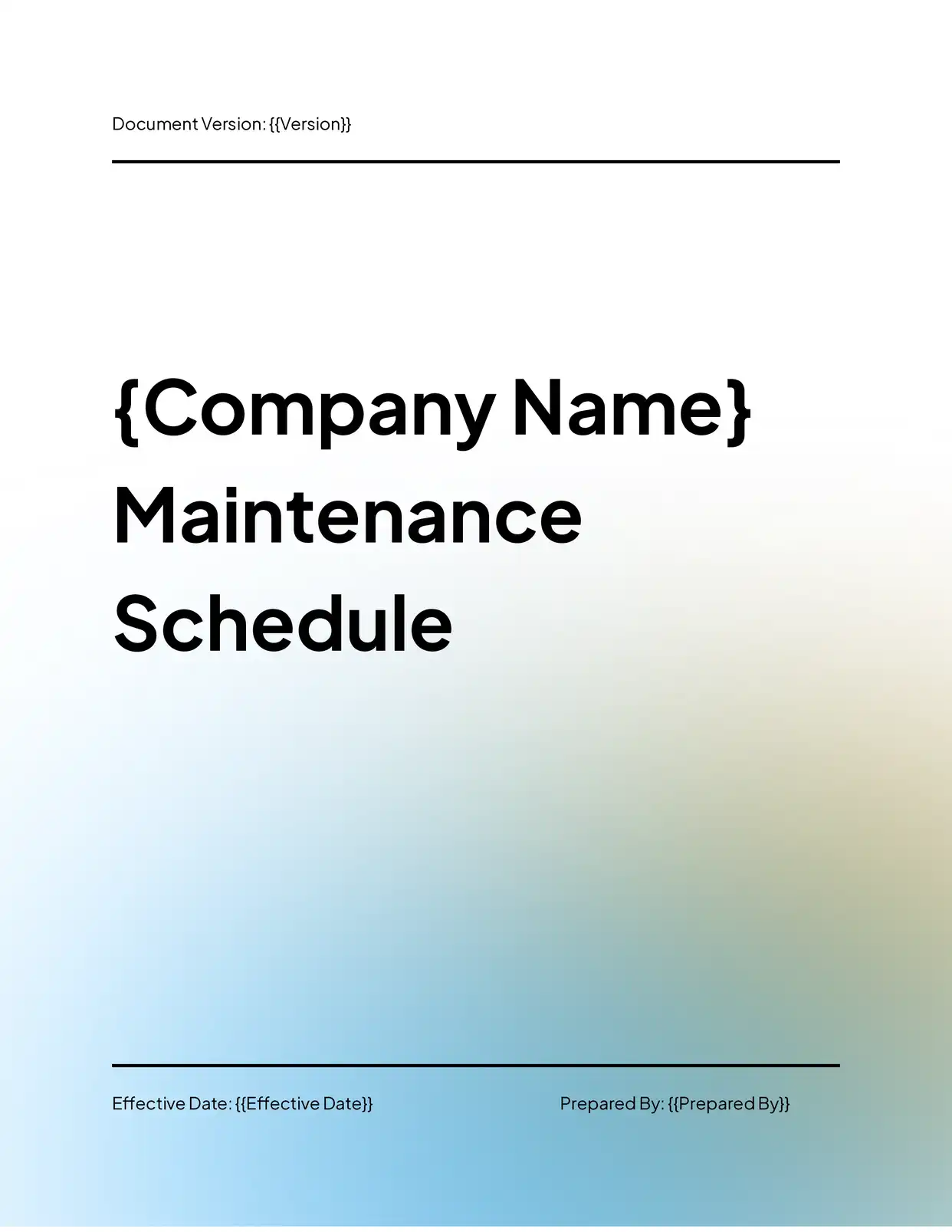 Maintenance Schedule - Placeholders