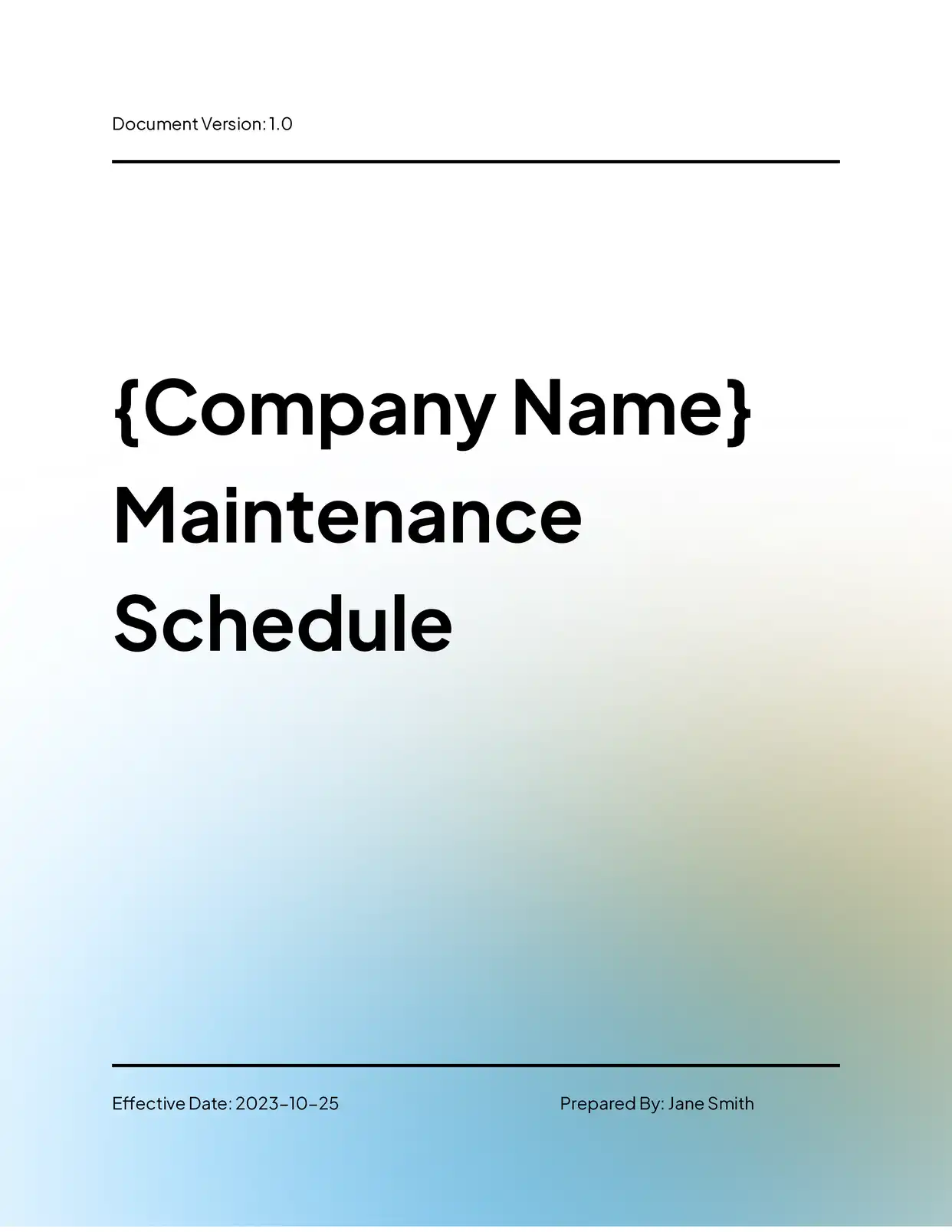 Maintenance Schedule