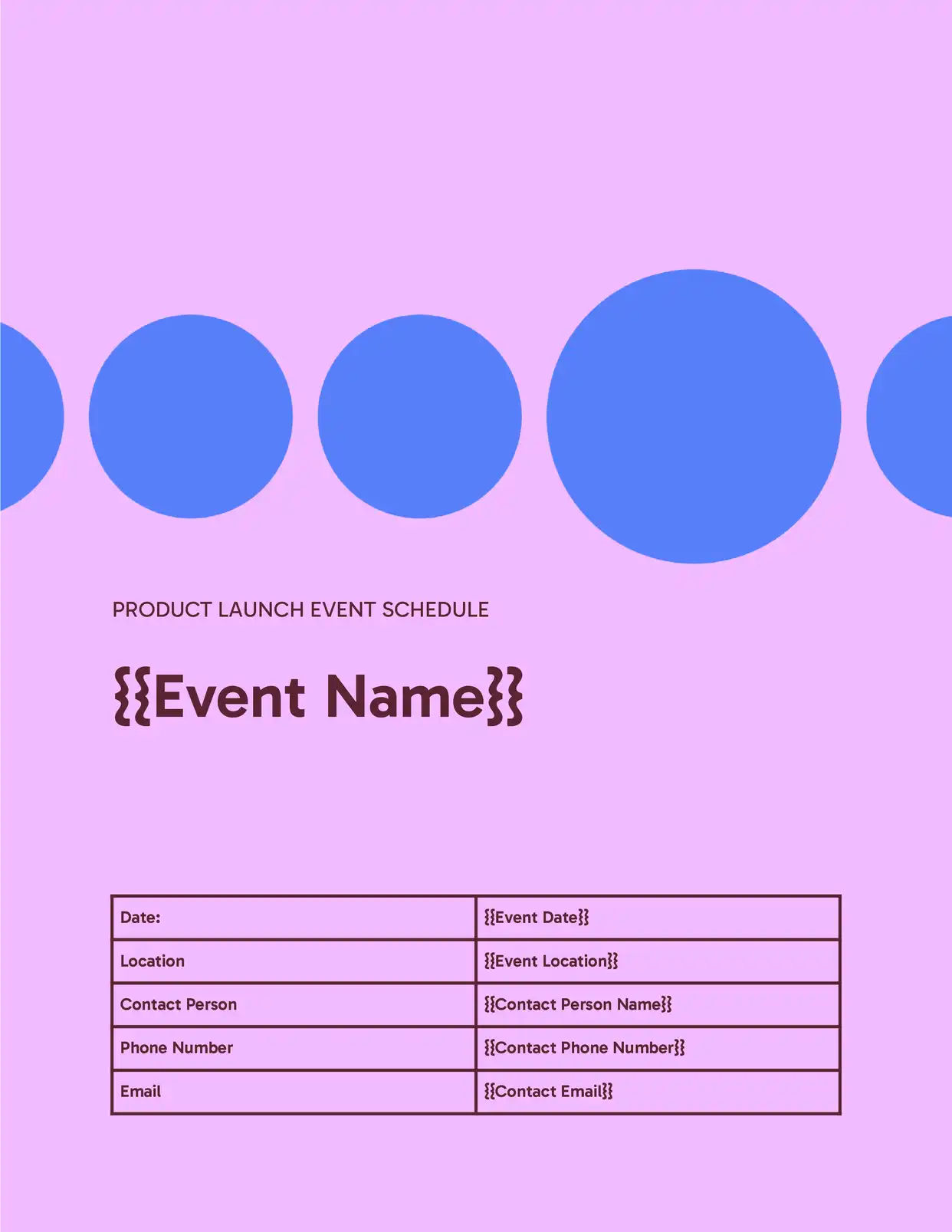 Product Launch Event Schedule - Placeholders