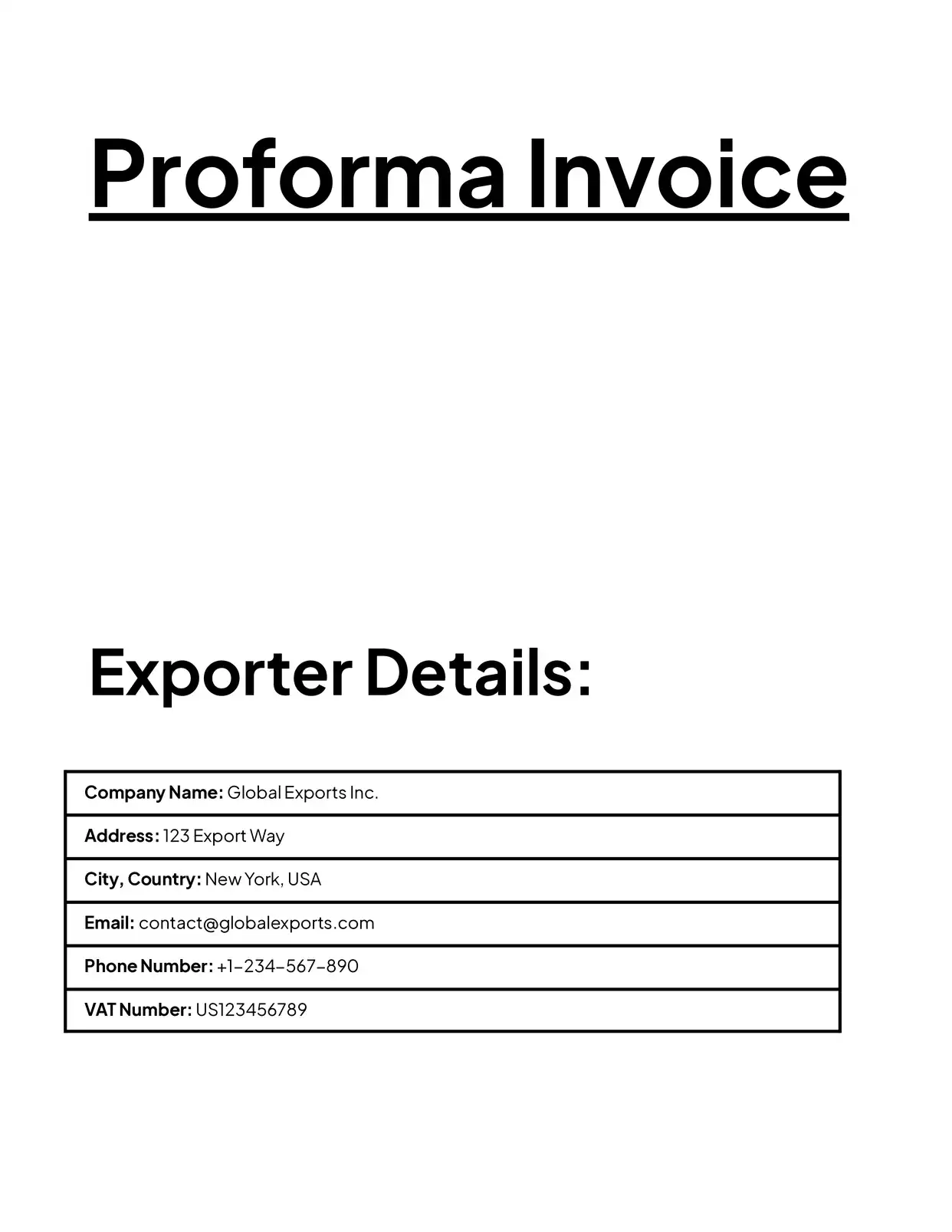 Proforma Invoice (Export)