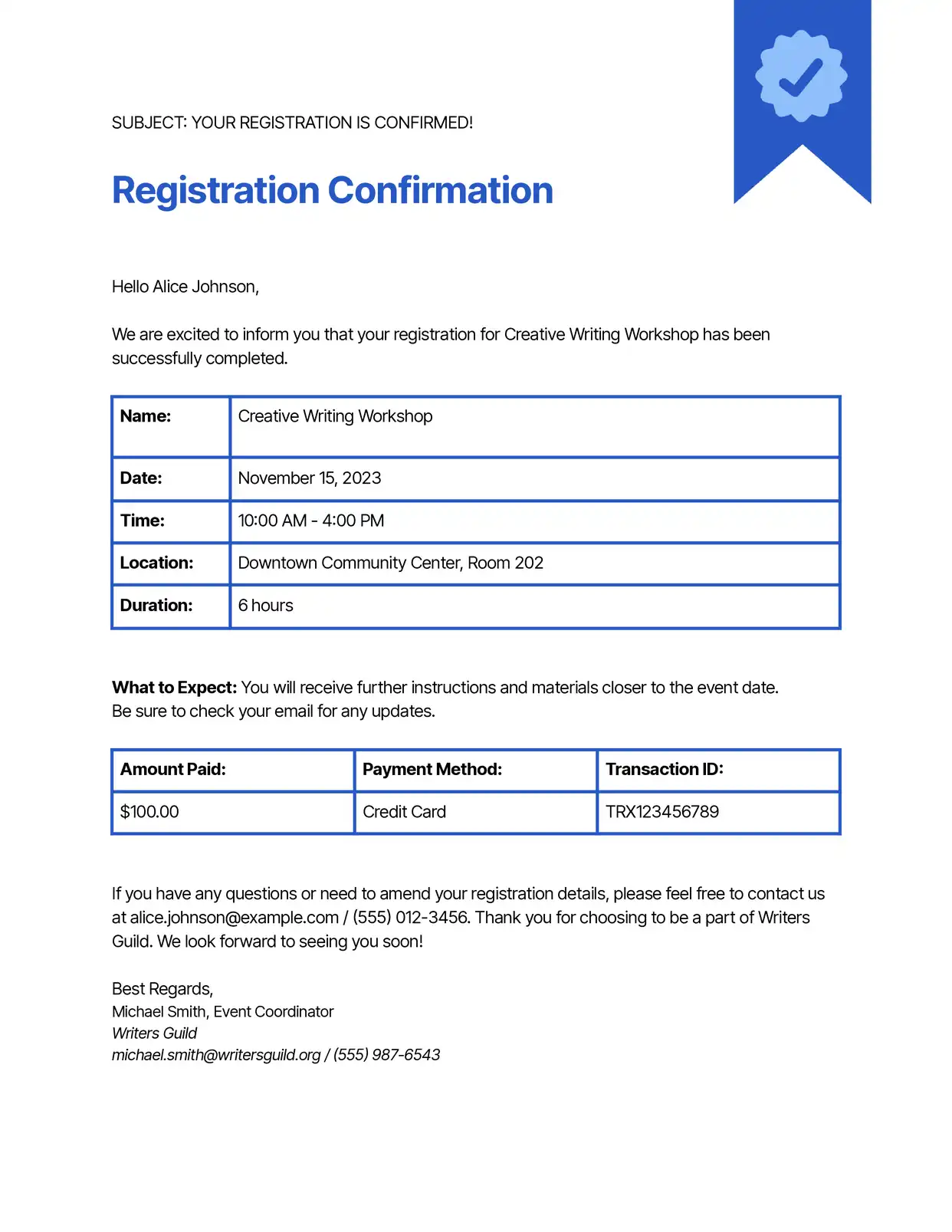 Registration Confirmation