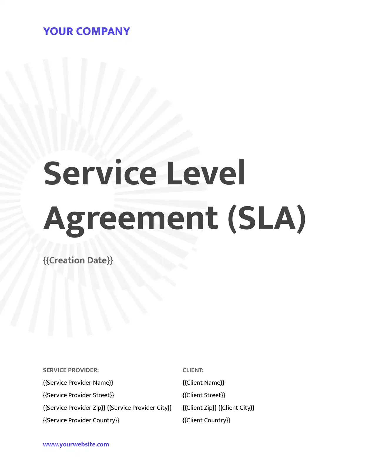 Service Level Agreement - Placeholders