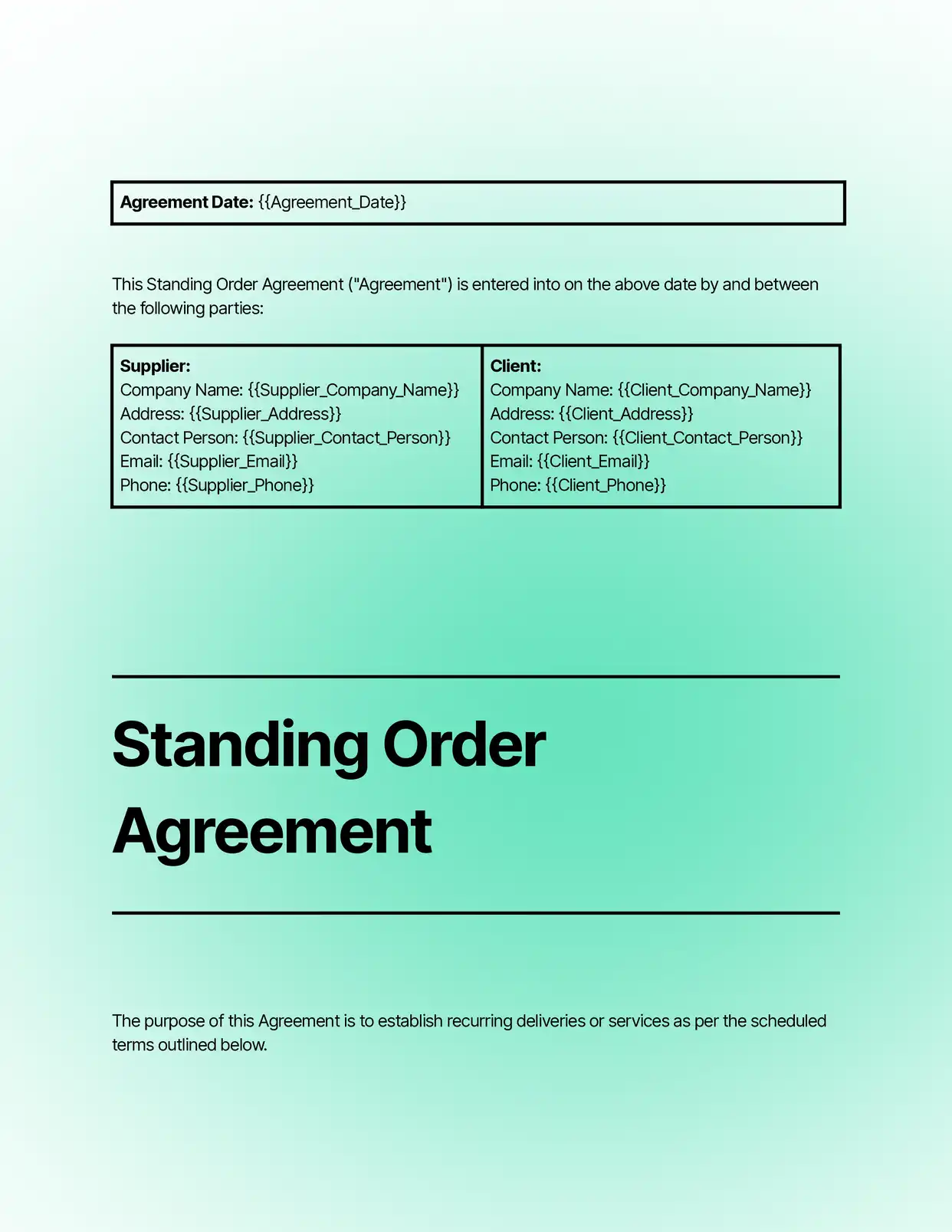 Standing Order - Placeholders