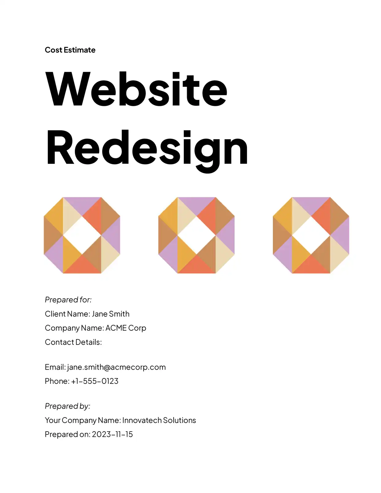 Website Redesign Cost Estimate