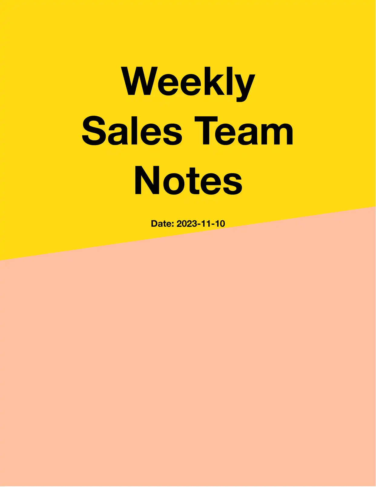 Weekly Sales Team Notes