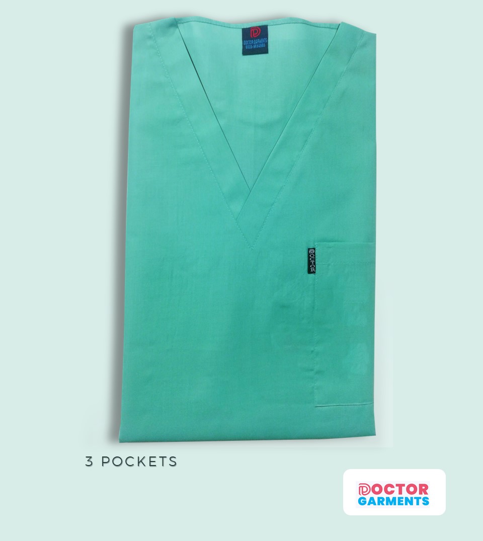 TURQUOISE 3 POCKETS - Wash-n-Wear - Cotton Fabric Medical Scrub
