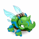Vueloceronte jade y turquesa