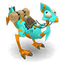 Dragopavo turquesa y pelirrojo
