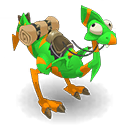 Dragopavo esmeralda y pelirrojo