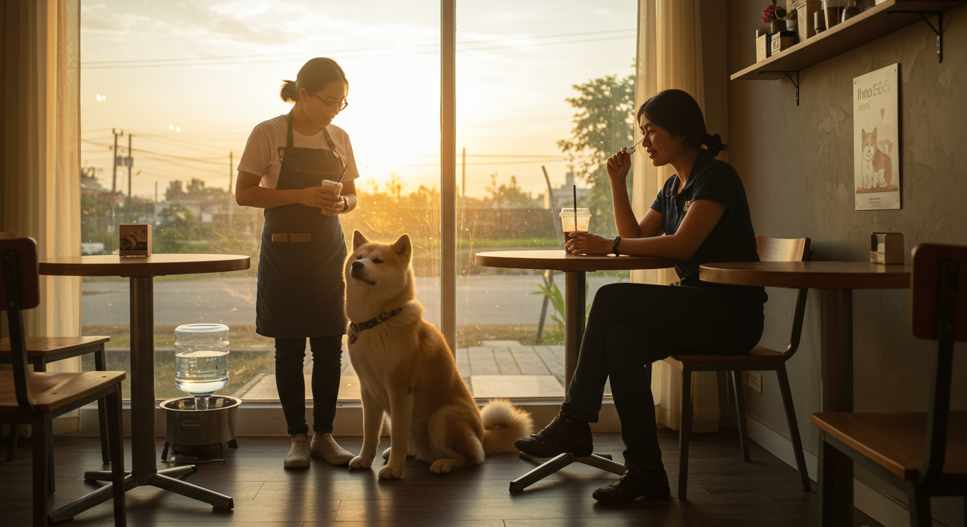 Happy dog at a certified business