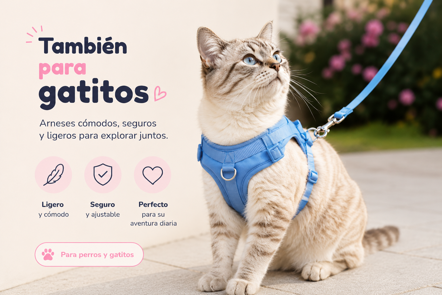 ¿Sabías que nuestros arneses también son para gatitos? 🐱🐾