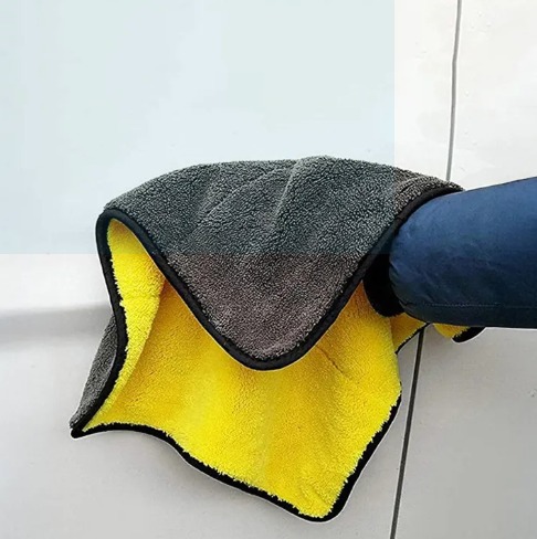 High Quality Micro Fiber Double Layer Towel for Bike/ Car Cleaning - 30*30cm