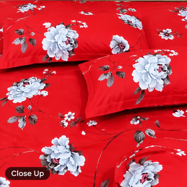 লাল রঙের Rose Floral বিছানার চাদর
