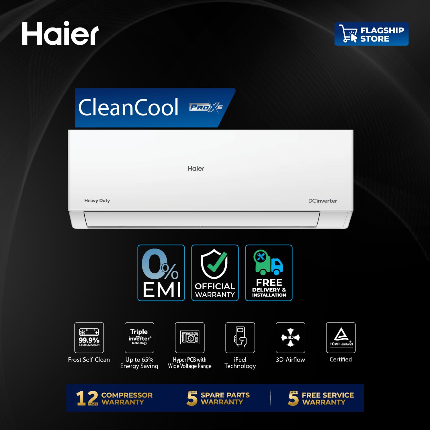 Haier 1.6 Ton CleanCool Inverter AC with Free Installation [HSU-19CleanCool (INV)(Pro)] | D Shop
