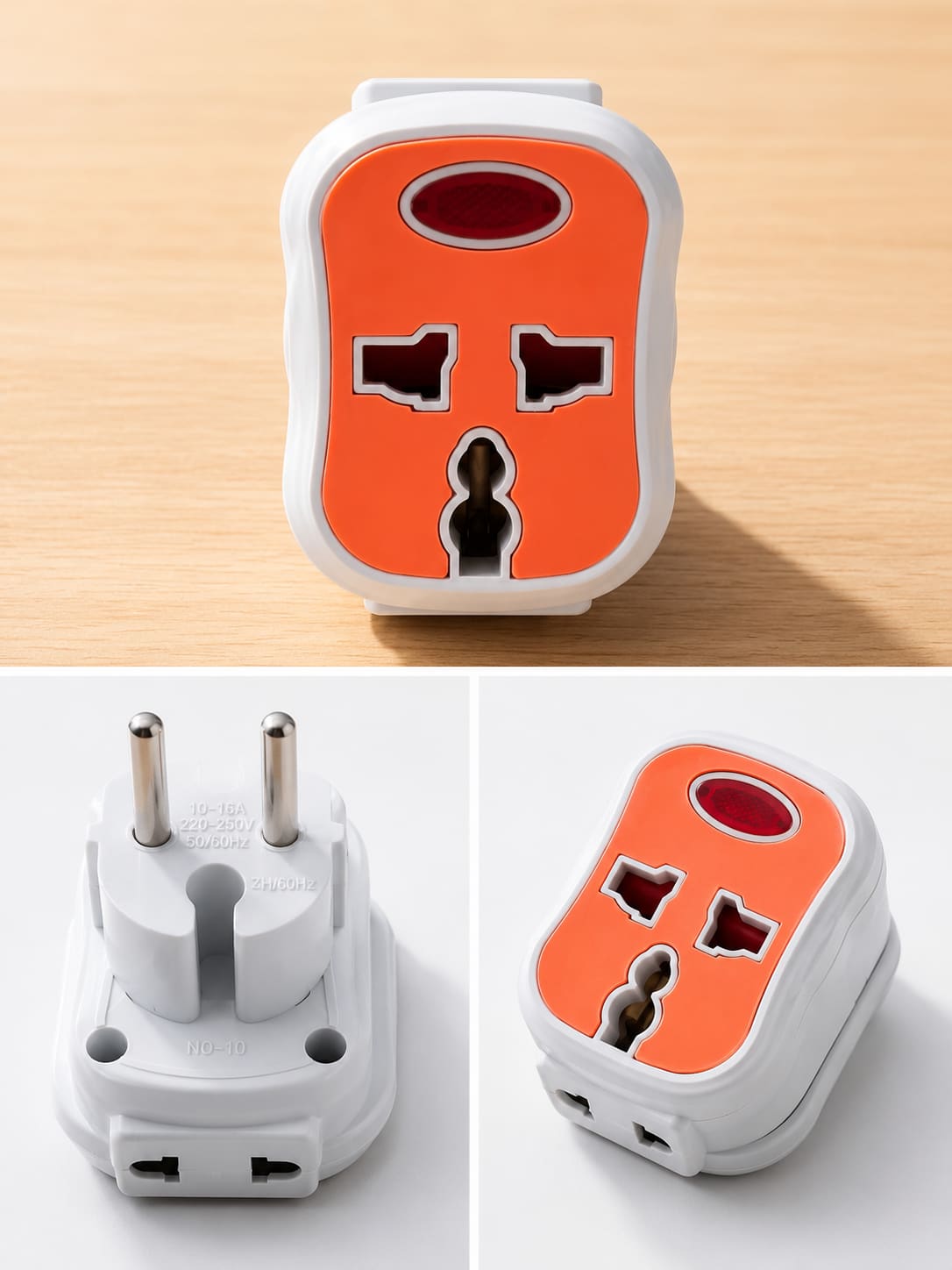 Multi Socket Convertor 3 Pin 1 way and 2 Pin 2 way (1 Piece)
