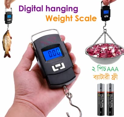 Digital Hanging Weight Scale - Weiheng Electronic Portable LCD Scale with Double Precision Hook for Luggage and Travel