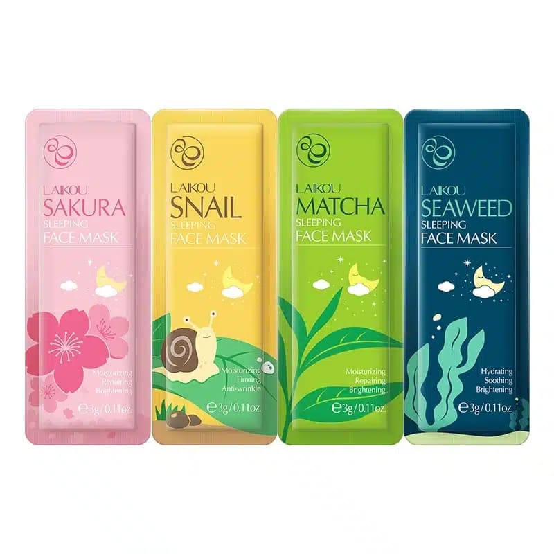 LAIKOU Sakura Matcha Seaweed Snail Sleeping Mask – 4pcs