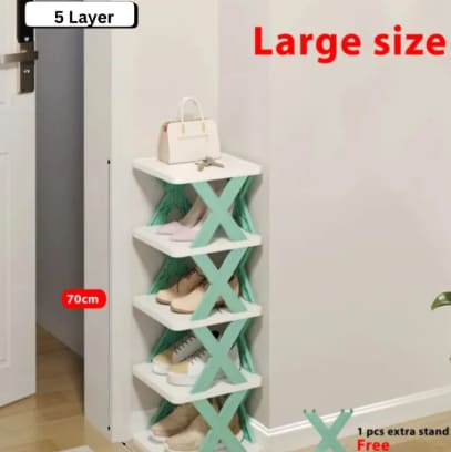 Large Size Multilayer Shoe Rack- 5 Layer Shoe Shelf Removable Shoe Cabinet With Extra X Stand (1pcs)