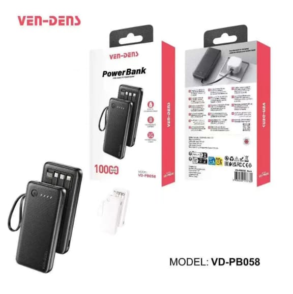 Ven Dens orginal power bank with 4 cable fixed 10000 mh