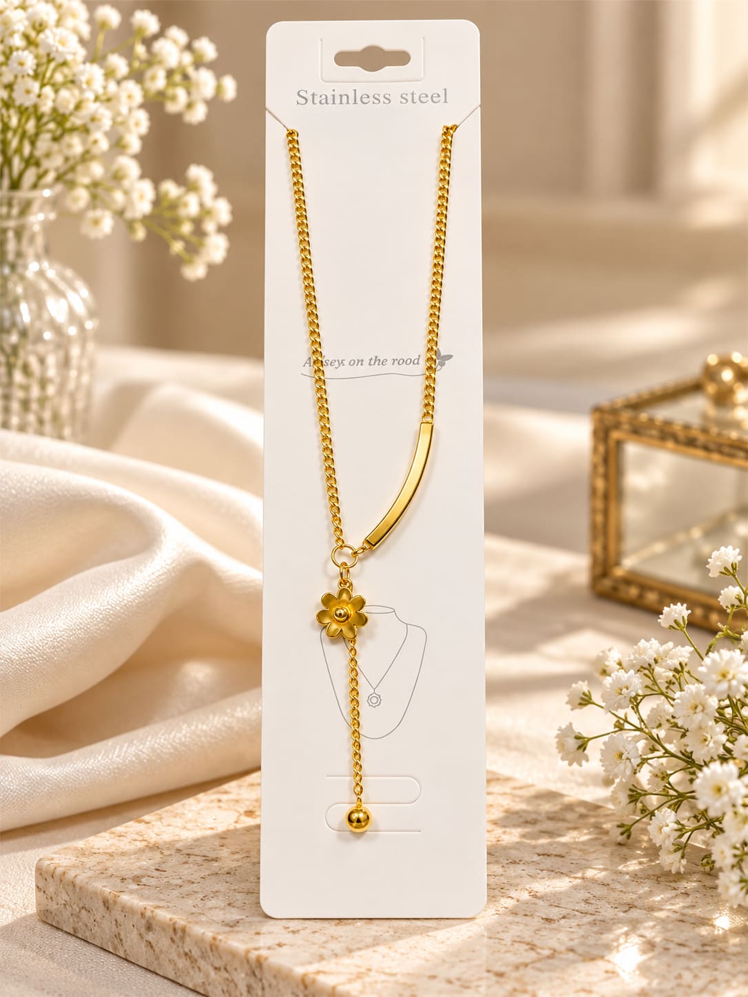 A minimalist floral Y-necklace to add a unique and stylish vibe t
